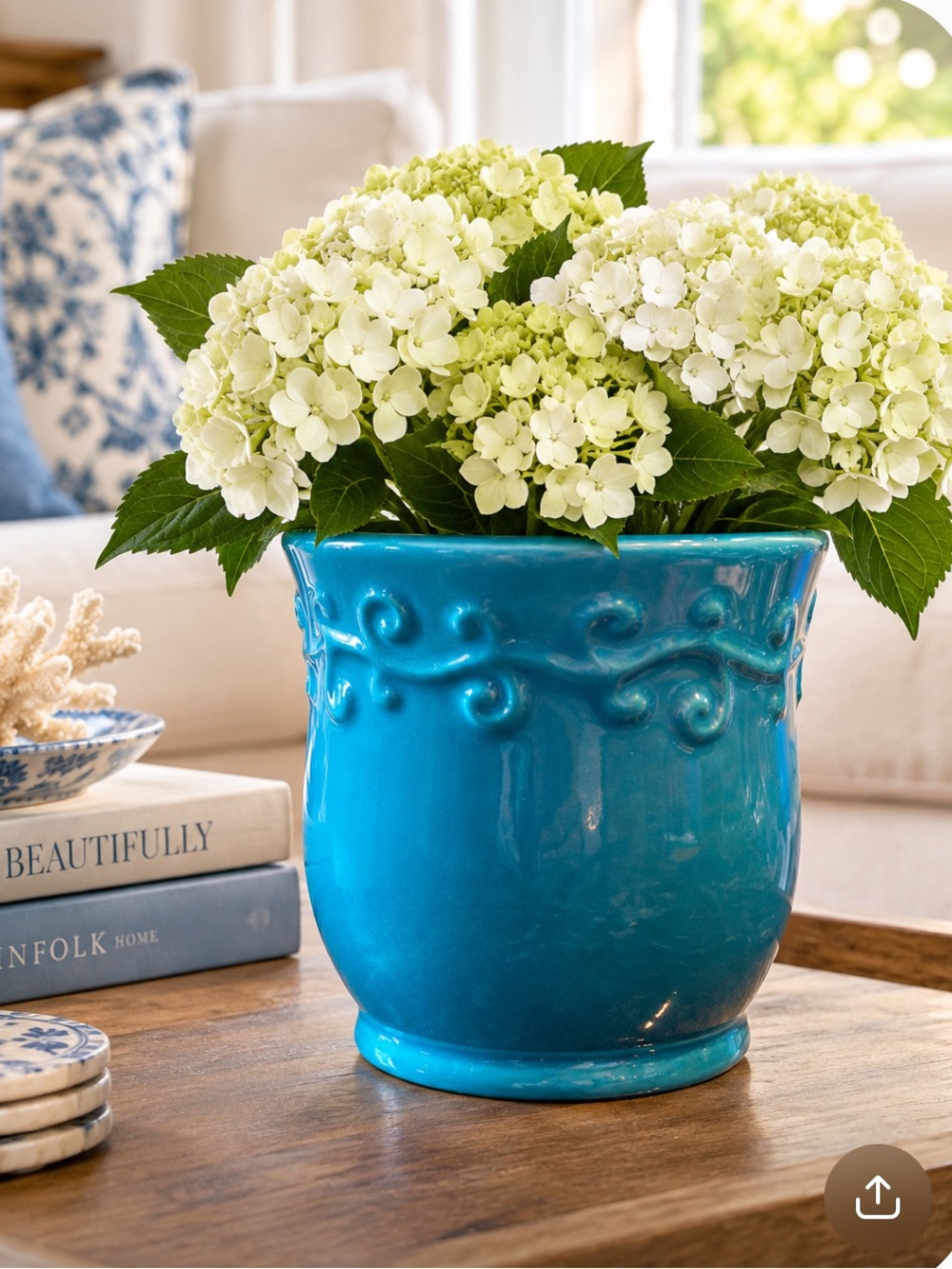 Pretty Teal ceramic planter/vase